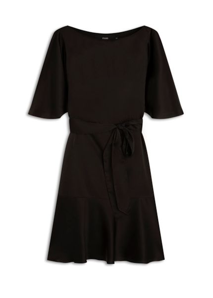 Acetinado Ruffle Dress Preto