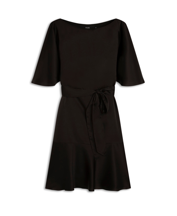 Acetinado Ruffle Dress Preto