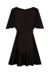 Acetinado Ruffle Dress Preto