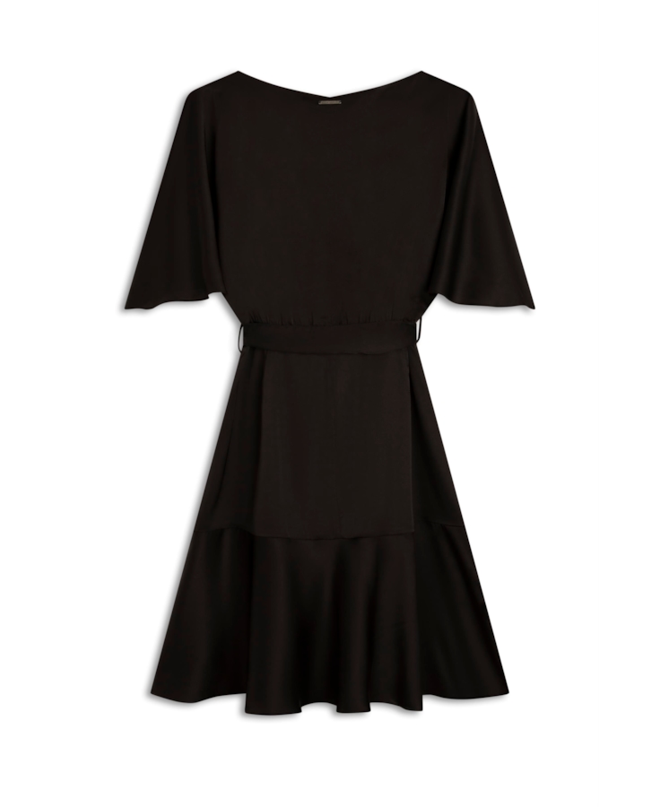 Acetinado Ruffle Dress Preto