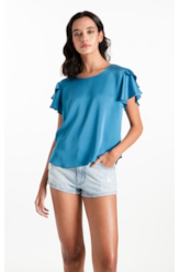Acetinado Shirt Ruffle Oceano