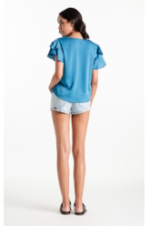 Acetinado Shirt Ruffle Oceano
