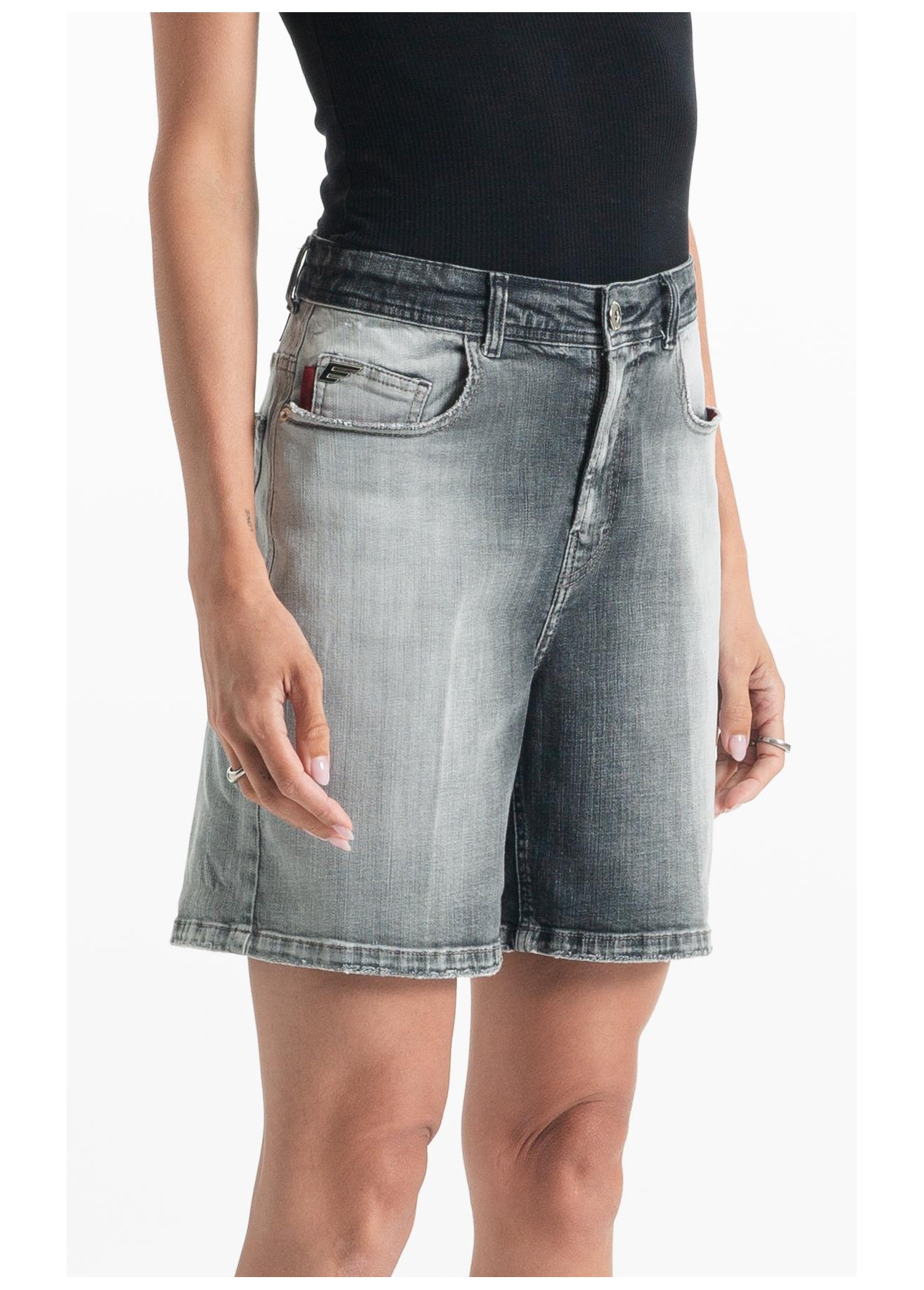 Bermuda Black Cross Skate 5 Pockets Lav. Grey Com Sky