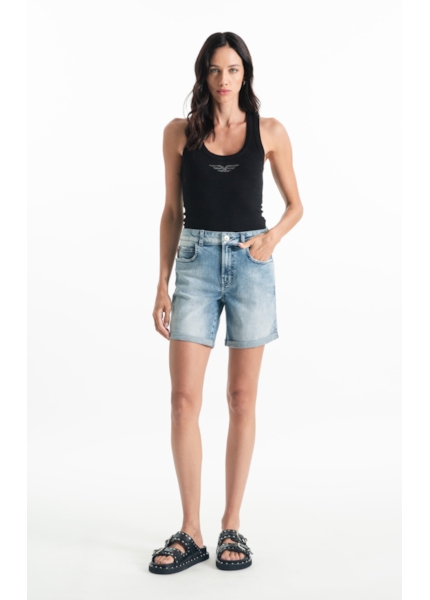 Bermuda Classic Denim Elastic Classic 5 Pocket Lav.Claro C/ Sky