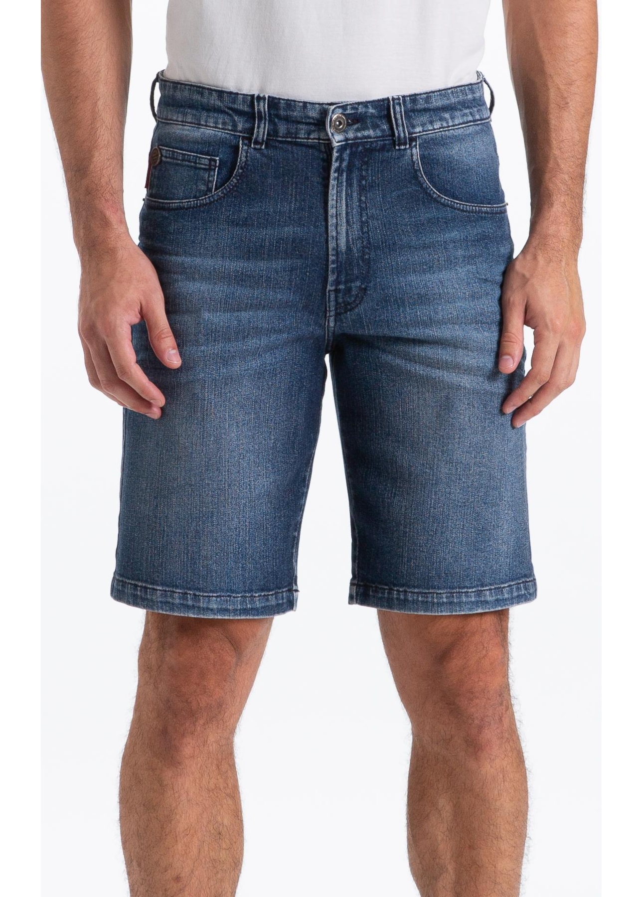Bermuda Classic Denim Elastic Long 5 Pockets Lav.Escuro C/ Matiz e 3d
