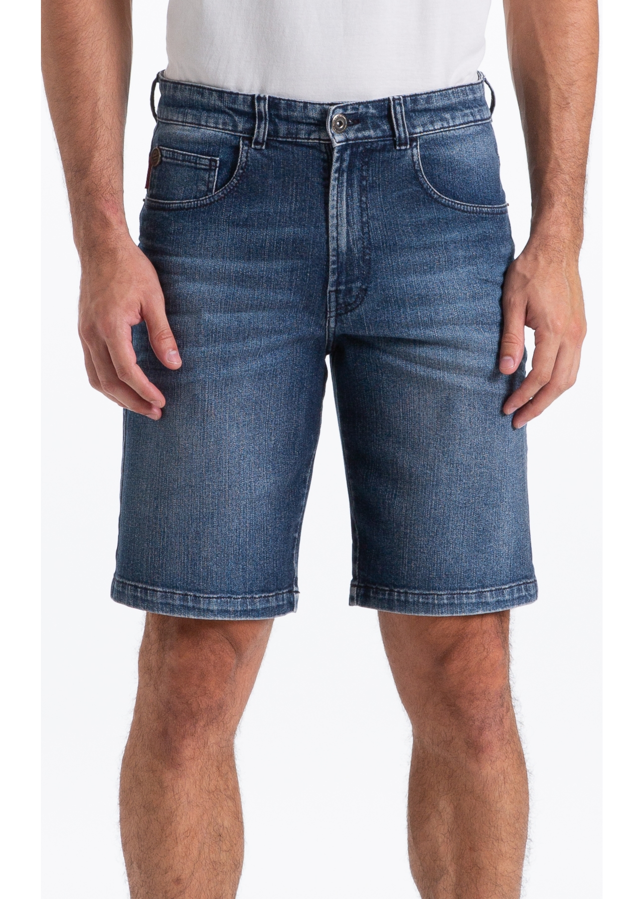 Bermuda Classic Denim Elastic Long 5 Pockets Lav.Escuro C/ Matiz e 3d