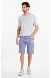 Bermuda Color Twill Long Worker Azul Jeans