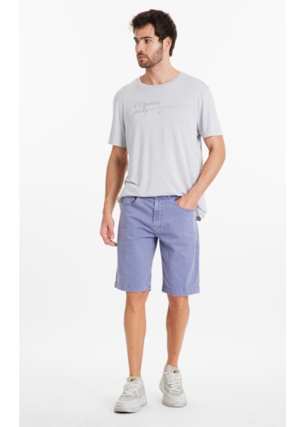 Bermuda Color Twill Long Worker Azul Jeans