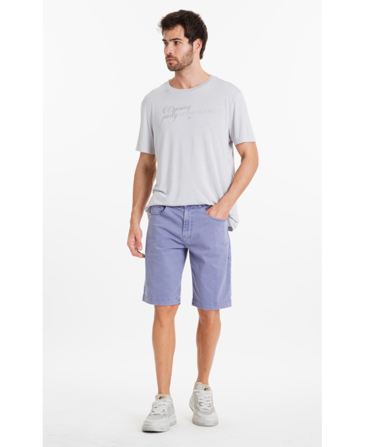 Bermuda Color Twill Long Worker Azul Jeans