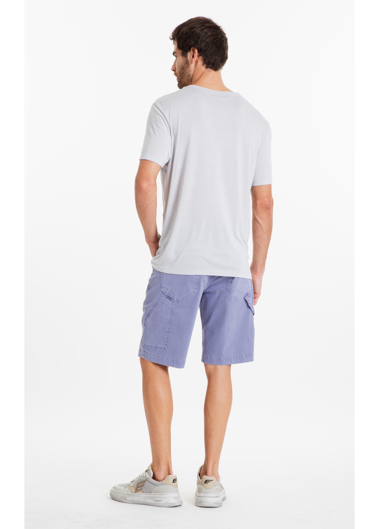 Bermuda Color Twill Long Worker Azul Jeans