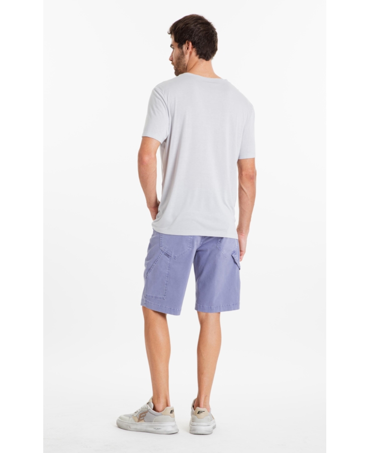 Bermuda Color Twill Long Worker Azul Jeans