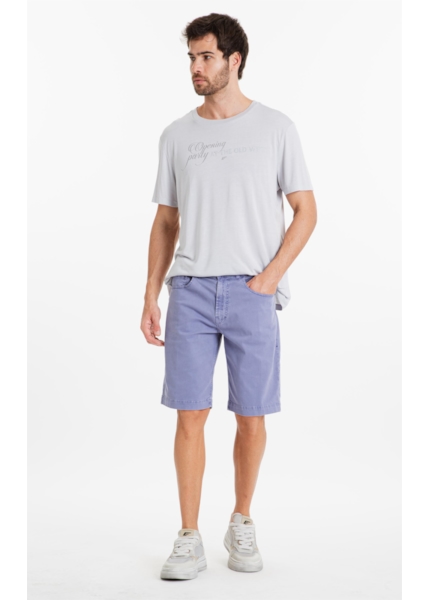 Bermuda Color Twill Long Worker Azul Jeans