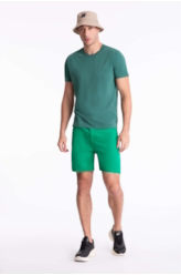 Bermuda Color Twill Loose Verde Bandeira