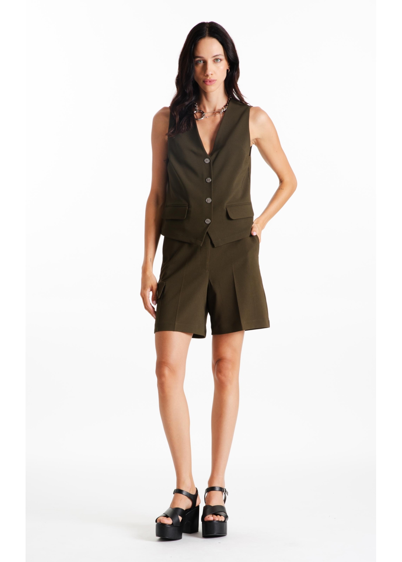 Bermuda Crepe Way Faca Skate Musgo