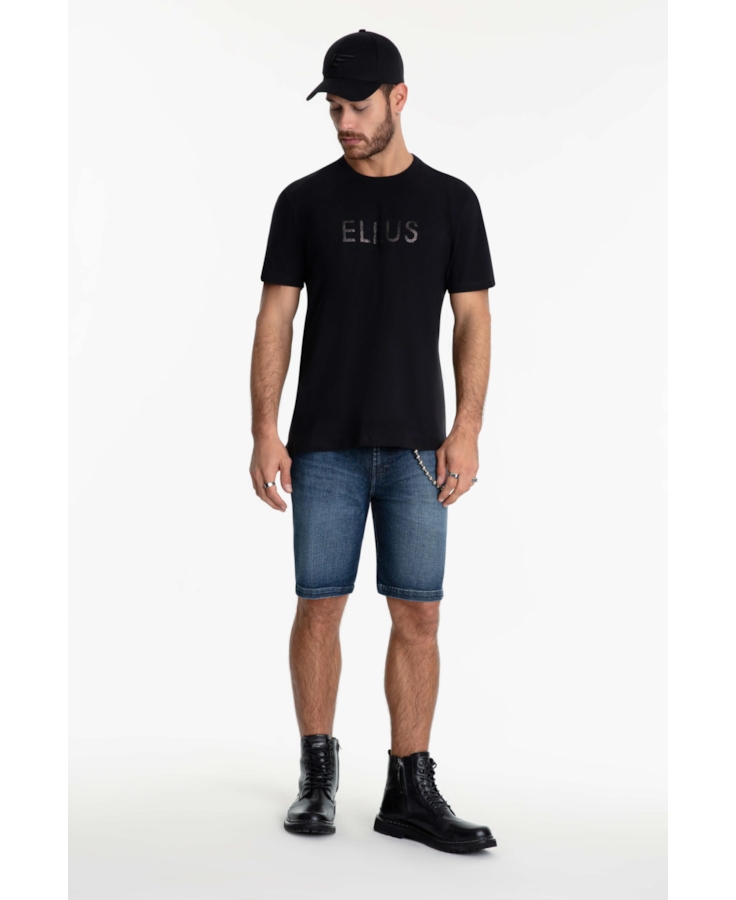 Bermuda Dark Indigo Elastic Rock Escuro C/ Grampos