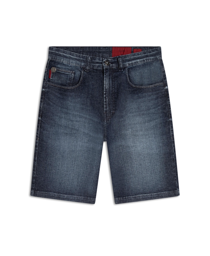 Bermuda Dark Indigo Elastic Rock Escuro C/ Grampos