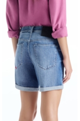 Bermuda Dark Sea Elastic Classic Preppy Lav.Medio Com Grampos