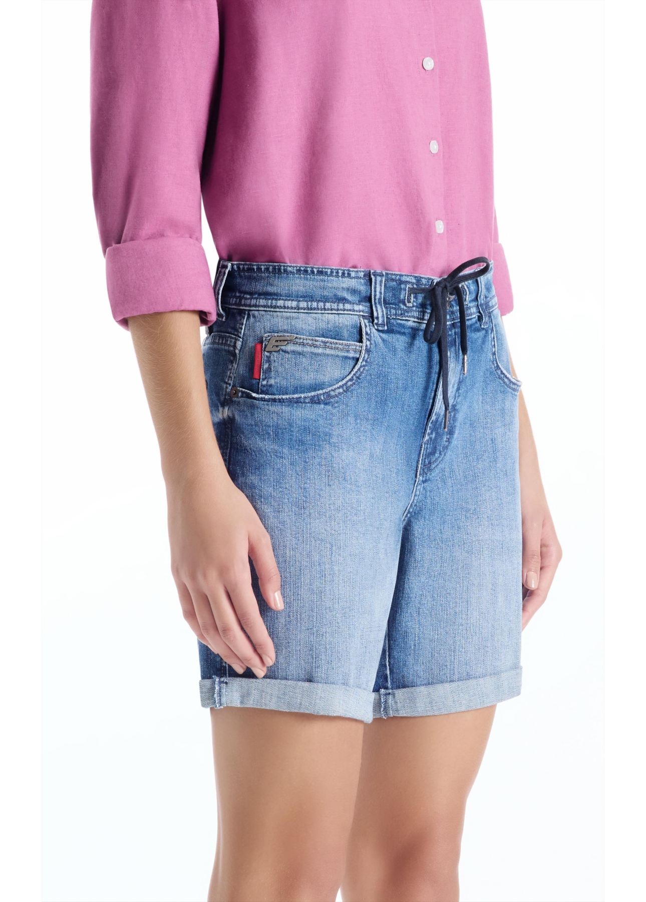 Bermuda Dark Sea Elastic Classic Preppy Lav.Medio Com Grampos