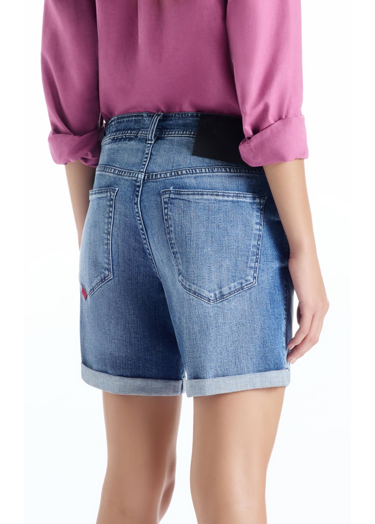 Bermuda Dark Sea Elastic Classic Preppy Lav.Medio Com Grampos