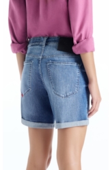 Bermuda Dark Sea Elastic Classic Preppy Lav.Medio Com Grampos