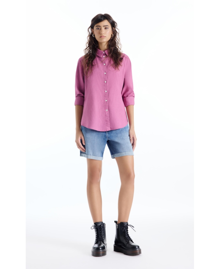 Bermuda Dark Sea Elastic Classic Preppy Lav.Medio Com Grampos