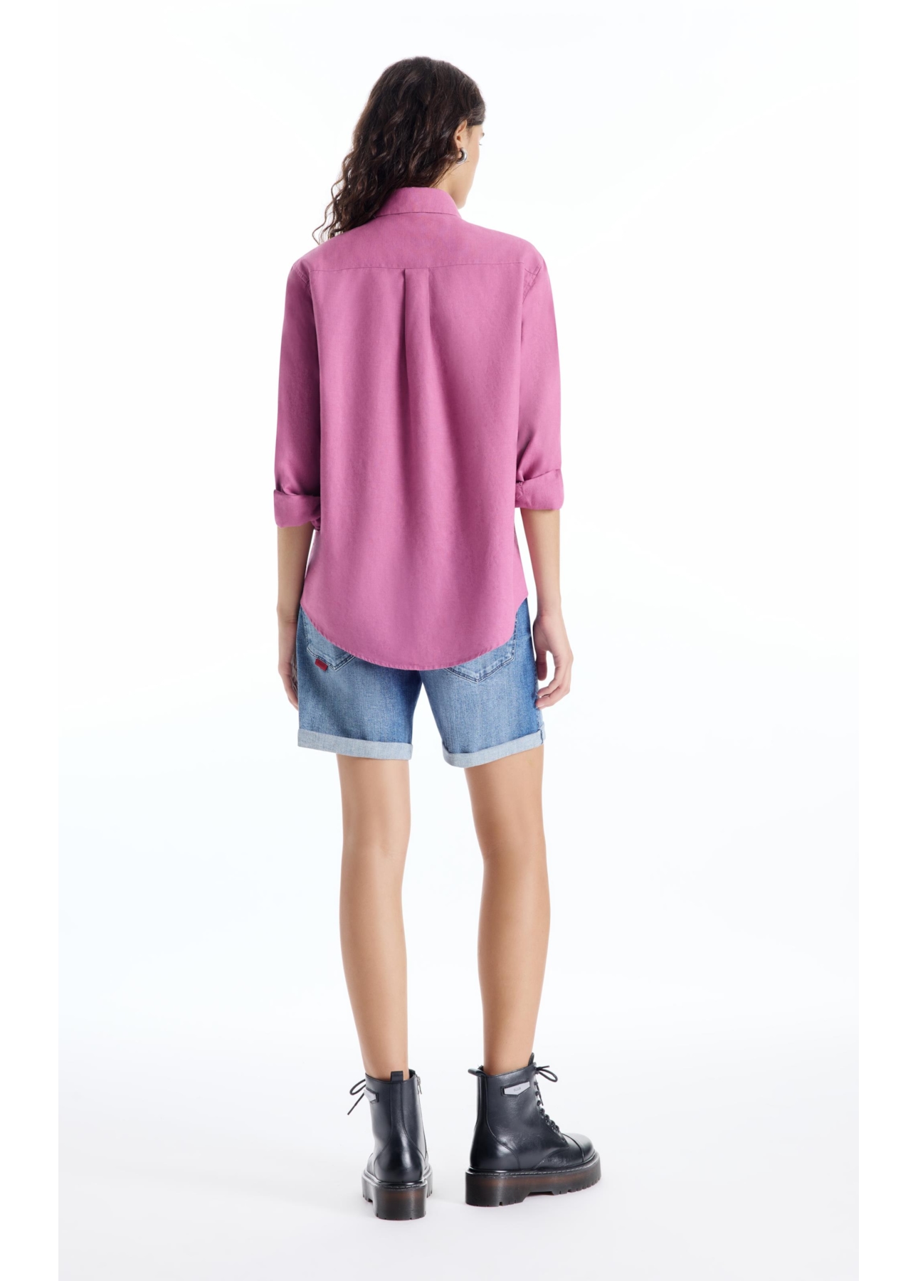 Bermuda Dark Sea Elastic Classic Preppy Lav.Medio Com Grampos
