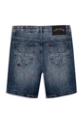 Bermuda Jeans High Comfort Stretch Classic Claro Com Tie Dye e Puído