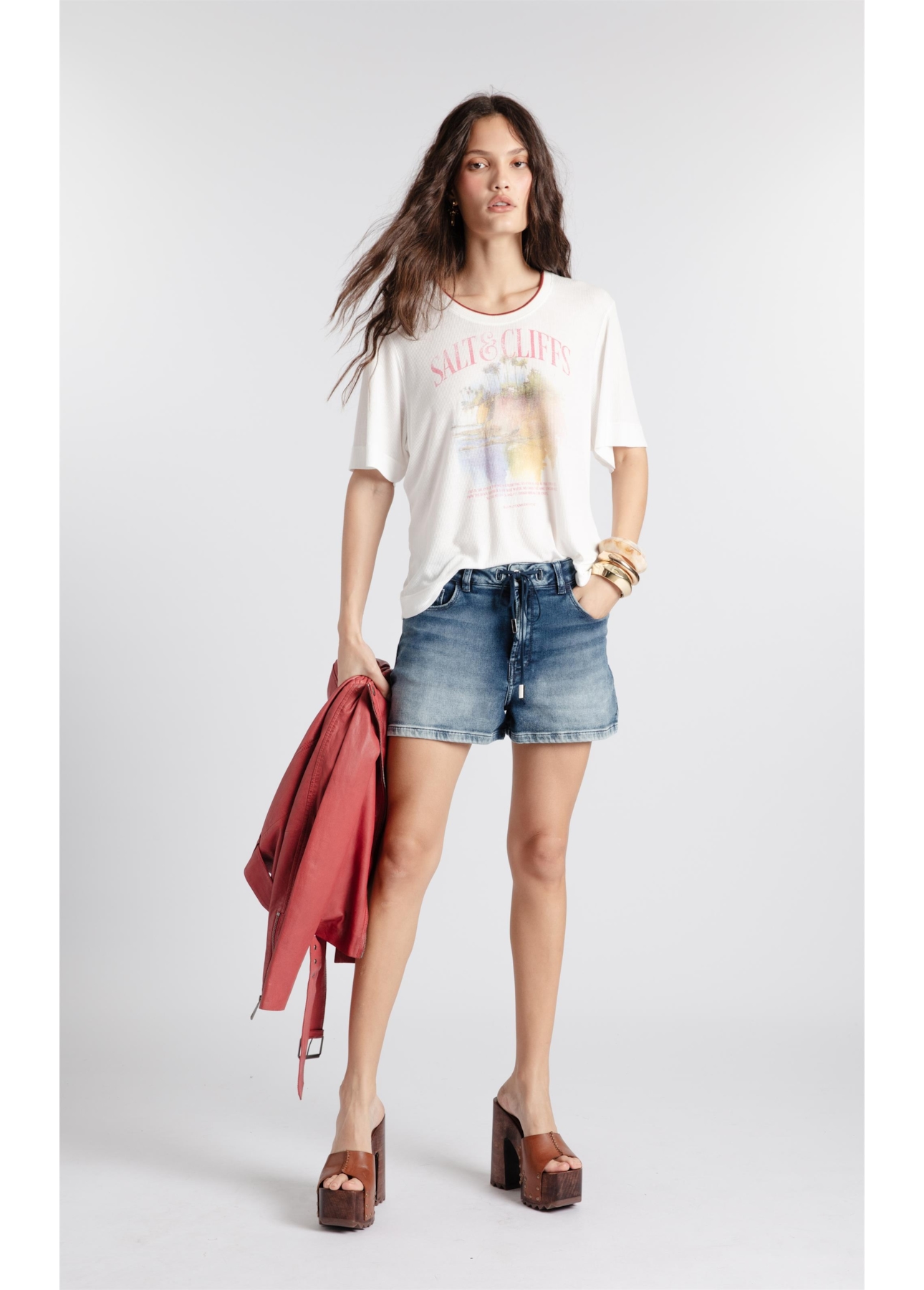 Bermuda Jeans Jogging Indigo Preppy Claro C/ Tie Dye