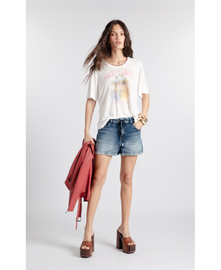 Bermuda Jeans Jogging Indigo Preppy Claro C/ Tie Dye