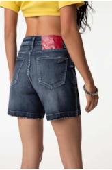 Bermuda Jeans Kyoto Mom 1632-Lav.Escuro C/Luvinha