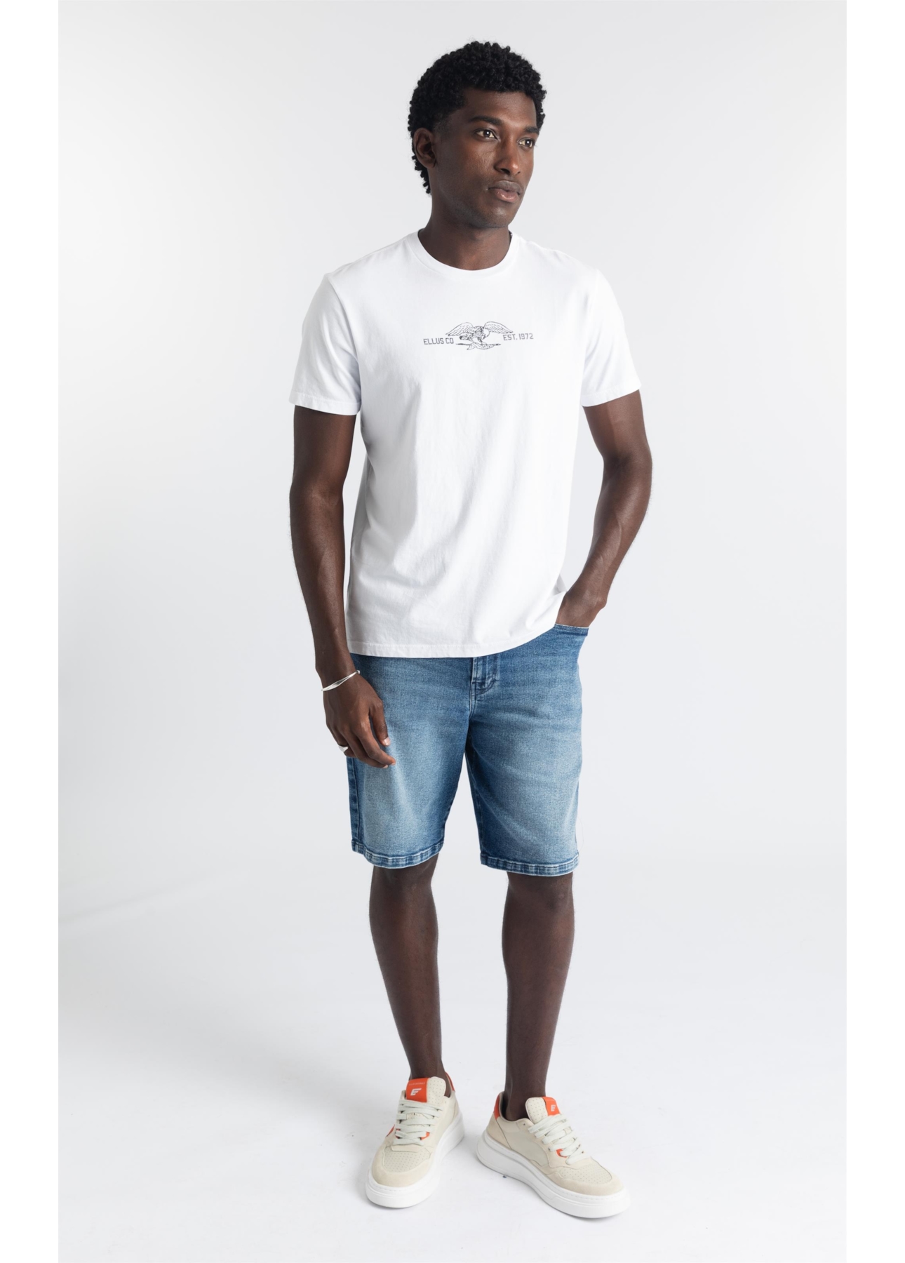 Bermuda Jeans New Blue Stretch Lav.Medio C/ Grampos