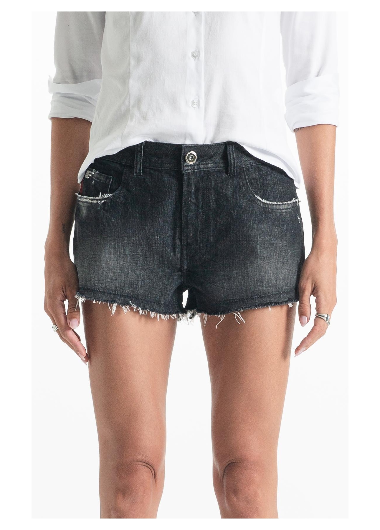 Bermuda Jeans Ocean Elastic (Mini) 5 Pockets Lav. 2083 - Black C/ Resina