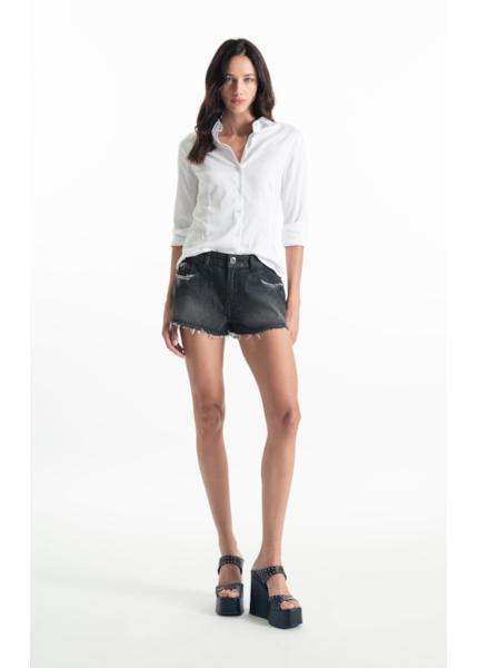 Bermuda Jeans Ocean Elastic (Mini) 5 Pockets Lav. 2083 - Black C/ Resina