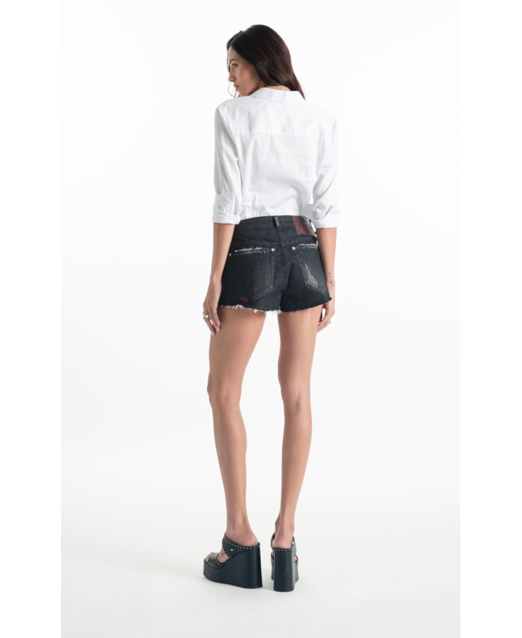 Bermuda Jeans Ocean Elastic (Mini) 5 Pockets Lav. 2083 - Black C/ Resina