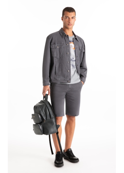 Bermuda Jogging Color Long Cinza Medio