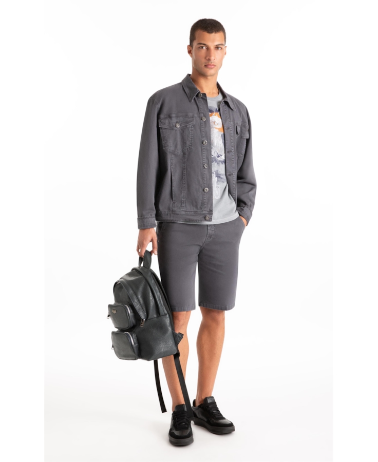Bermuda Jogging Color Long Cinza Medio