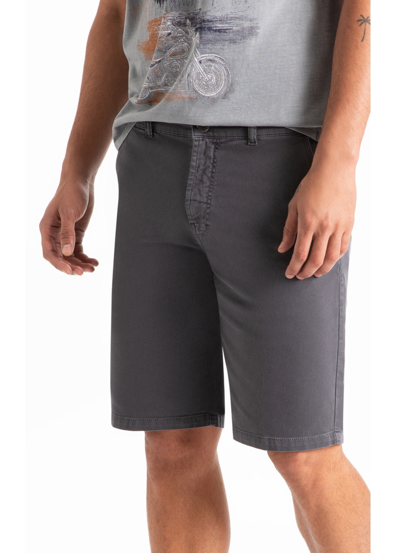 Bermuda Jogging Color Long Cinza Medio