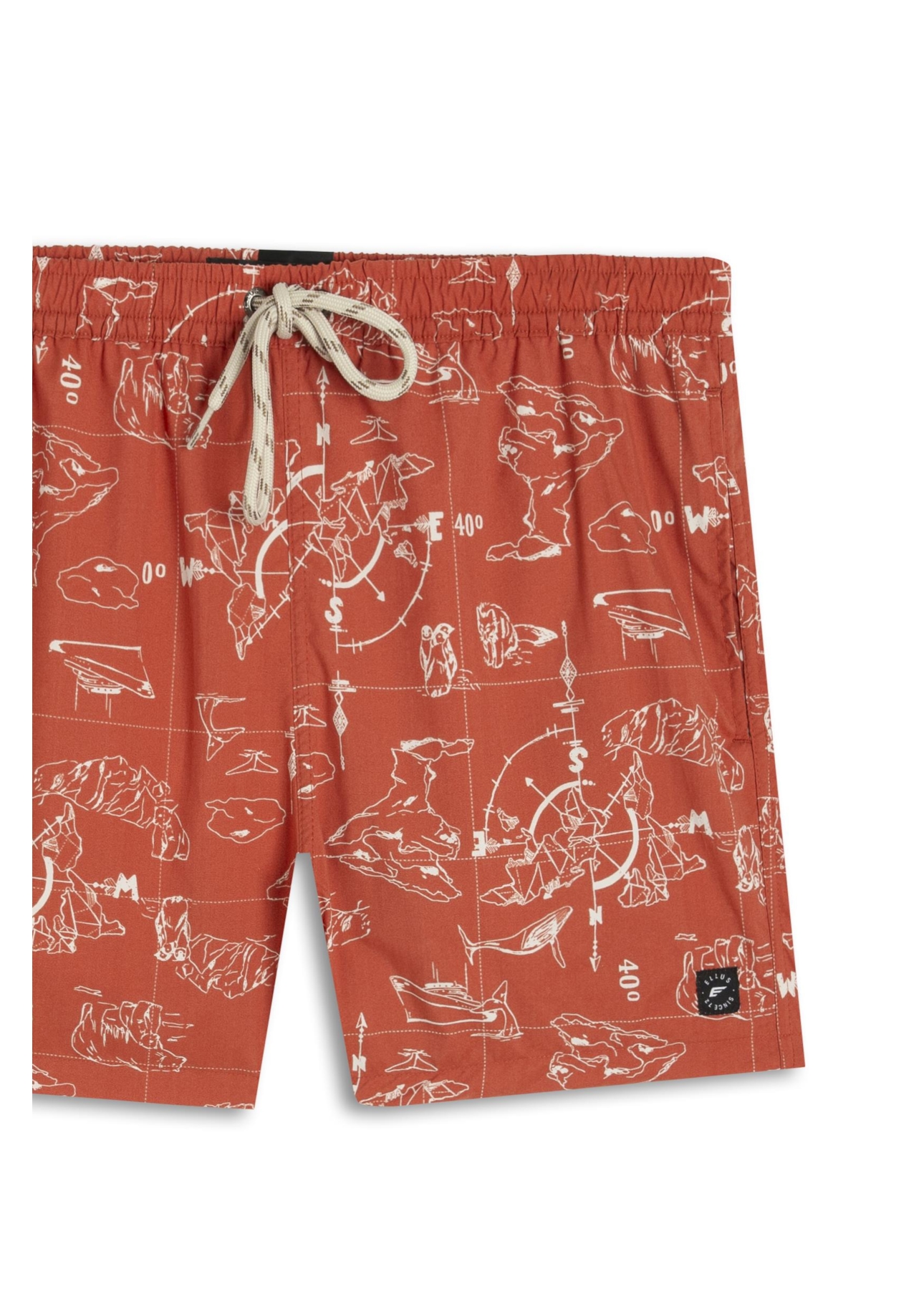 Bermuda Nylon Beach Trucker Maps Laranja