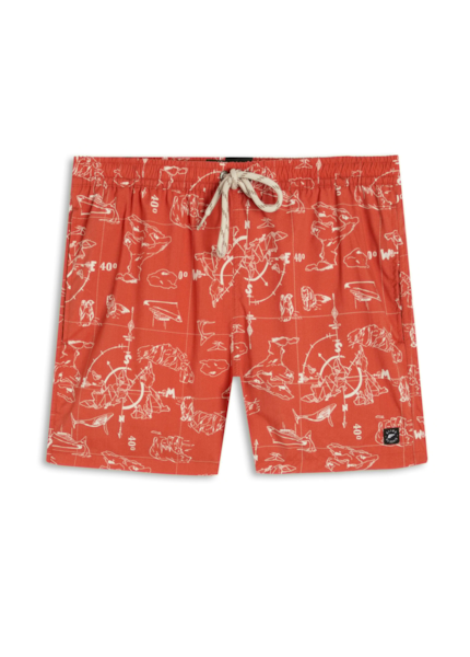Bermuda Nylon Beach Trucker Maps Laranja