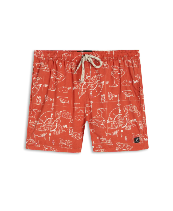 Bermuda Nylon Beach Trucker Maps Laranja