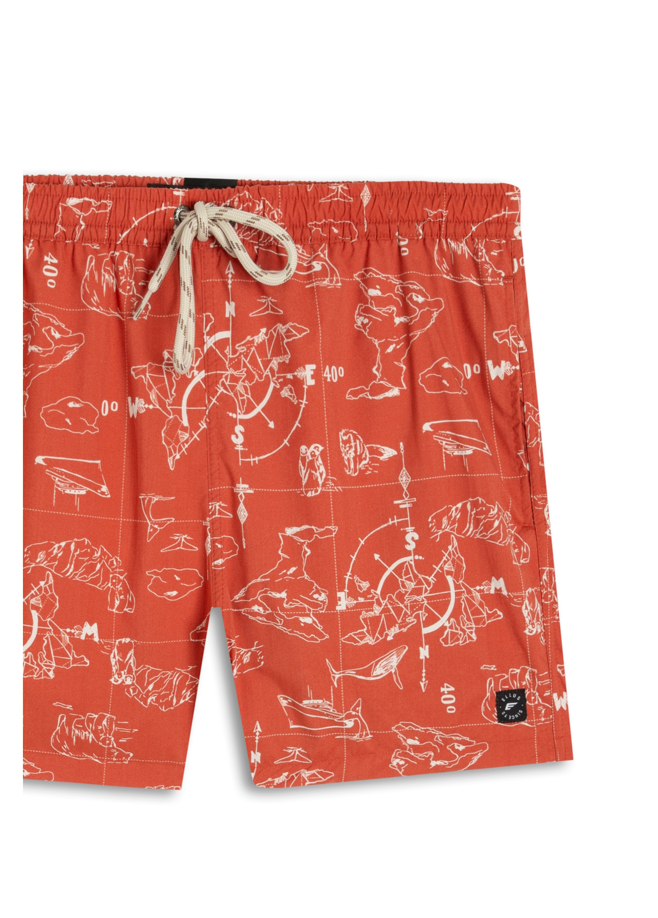 Bermuda Nylon Beach Trucker Maps Laranja