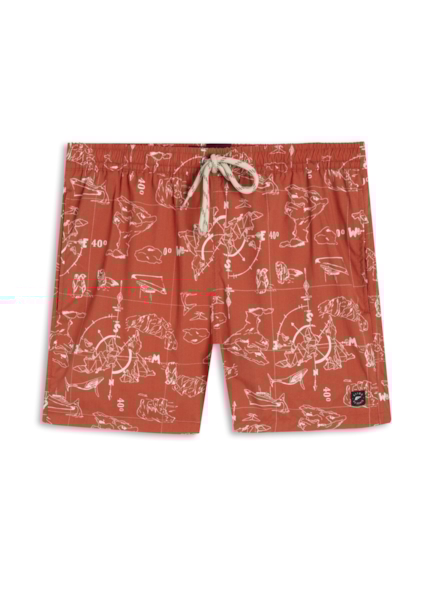 Bermuda Nylon Beach Trucker Maps Laranja