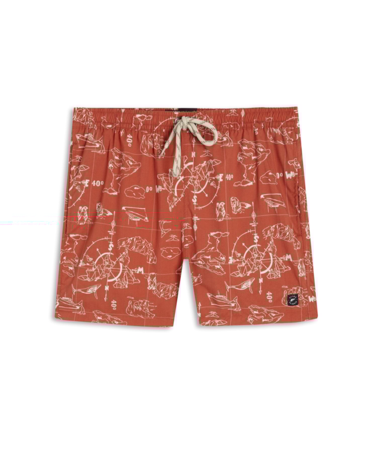 Bermuda Nylon Beach Trucker Maps Laranja