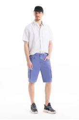 Bermuda Sarja Rain Cargo Azul Jeans