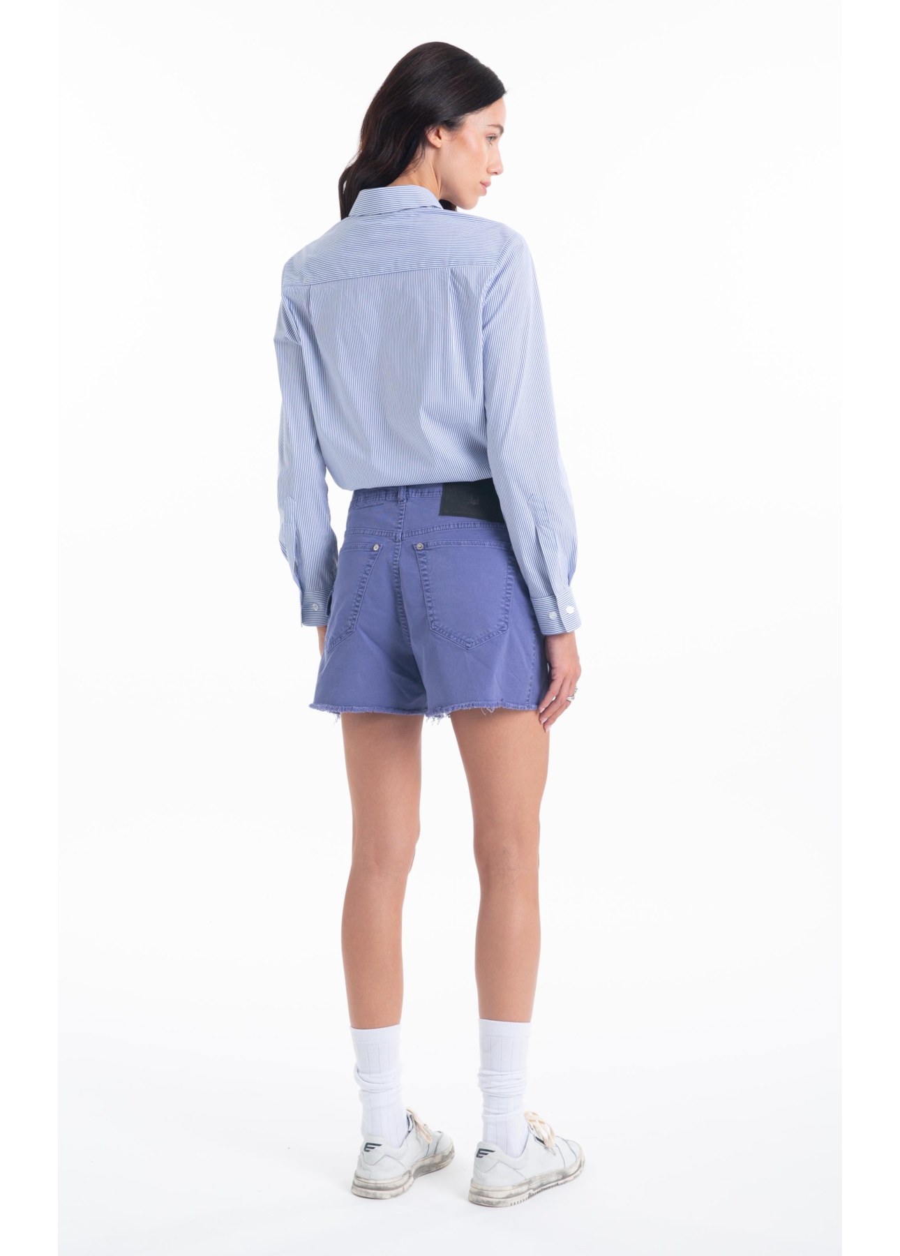 Bermuda Sarja Rain Evase Cargo Azul Jeans