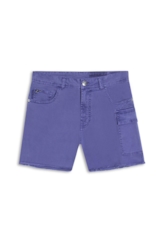 Bermuda Sarja Rain Evase Cargo Azul Jeans