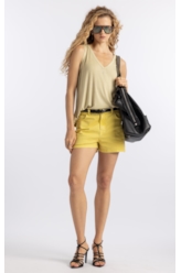 Bermuda Sarja Rain Evasê Motorcycle Amarelo