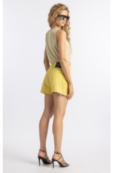 Bermuda Sarja Rain Evasê Motorcycle Amarelo