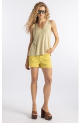 Bermuda Sarja Rain Evasê Motorcycle Amarelo