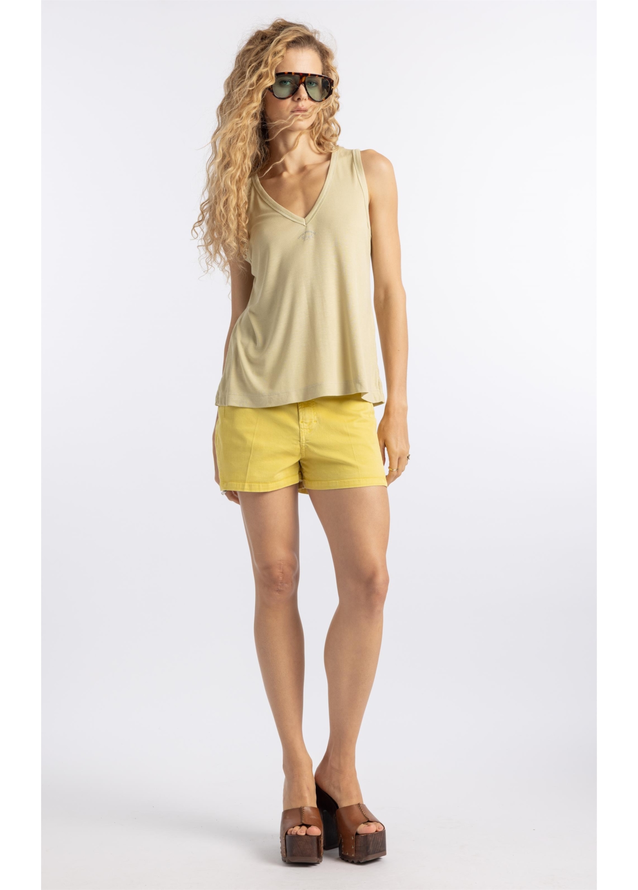 Bermuda Sarja Rain Evasê Motorcycle Amarelo